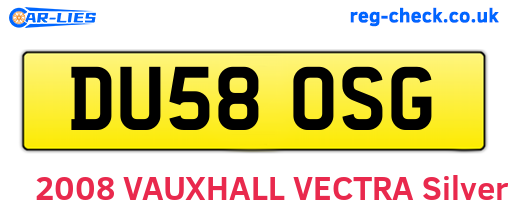 DU58OSG are the vehicle registration plates.