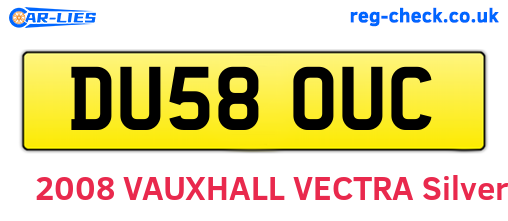 DU58OUC are the vehicle registration plates.