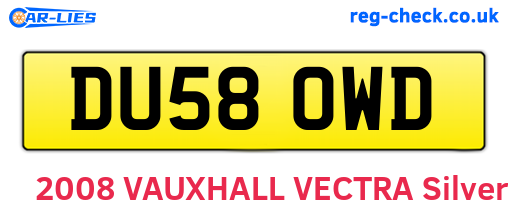 DU58OWD are the vehicle registration plates.