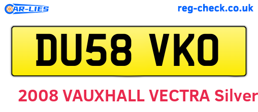 DU58VKO are the vehicle registration plates.