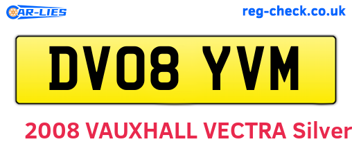 DV08YVM are the vehicle registration plates.