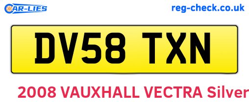 DV58TXN are the vehicle registration plates.