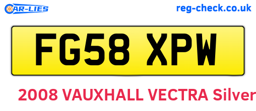 FG58XPW are the vehicle registration plates.