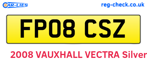 FP08CSZ are the vehicle registration plates.