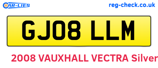 GJ08LLM are the vehicle registration plates.