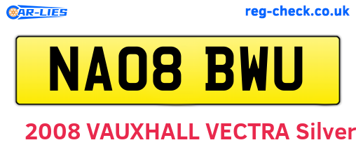 NA08BWU are the vehicle registration plates.