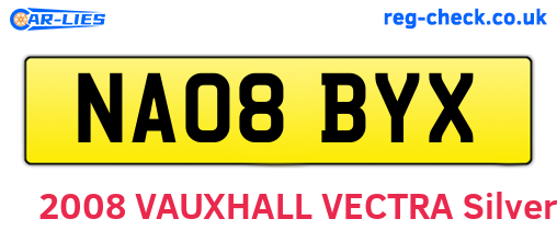 NA08BYX are the vehicle registration plates.