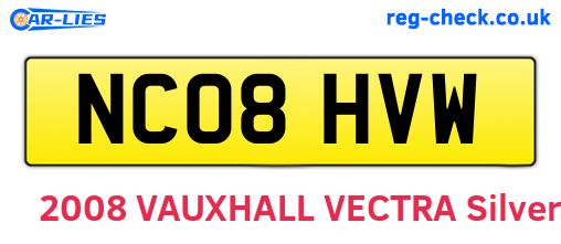 NC08HVW are the vehicle registration plates.