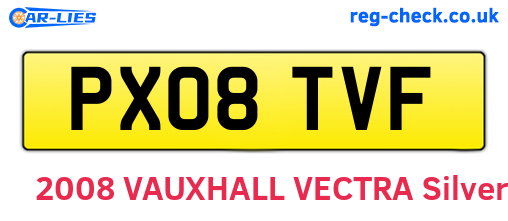 PX08TVF are the vehicle registration plates.