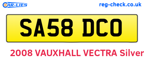SA58DCO are the vehicle registration plates.