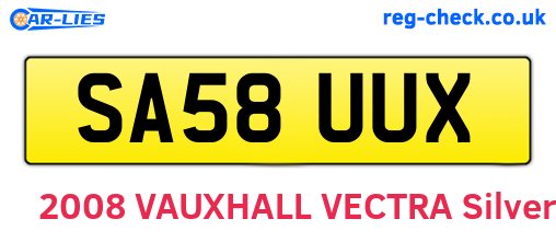 SA58UUX are the vehicle registration plates.