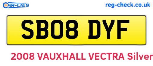 SB08DYF are the vehicle registration plates.