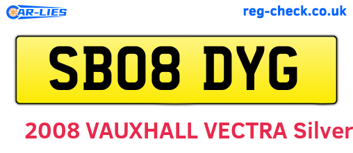 SB08DYG are the vehicle registration plates.