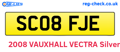 SC08FJE are the vehicle registration plates.