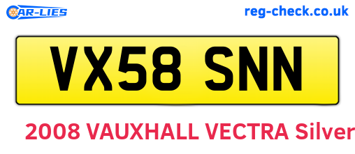 VX58SNN are the vehicle registration plates.