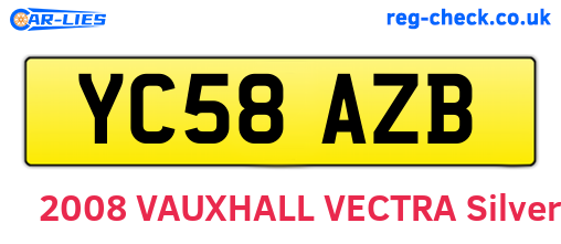 YC58AZB are the vehicle registration plates.