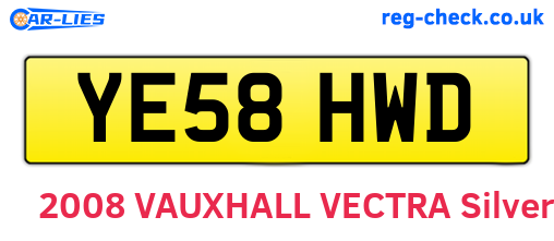 YE58HWD are the vehicle registration plates.