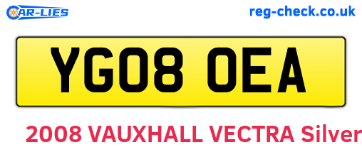 YG08OEA are the vehicle registration plates.