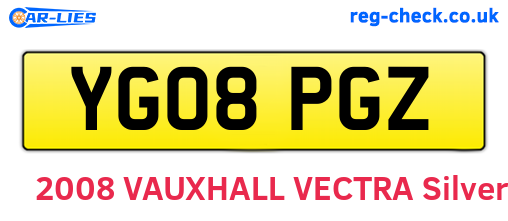 YG08PGZ are the vehicle registration plates.