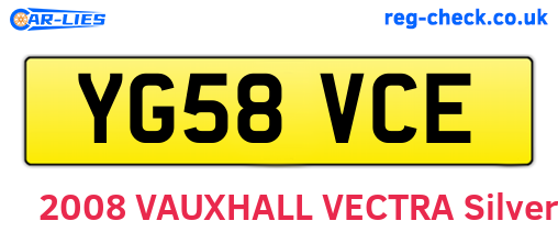 YG58VCE are the vehicle registration plates.