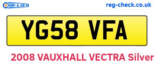 YG58VFA are the vehicle registration plates.