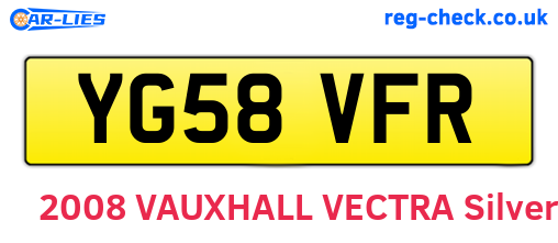 YG58VFR are the vehicle registration plates.
