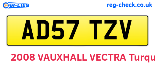 AD57TZV are the vehicle registration plates.