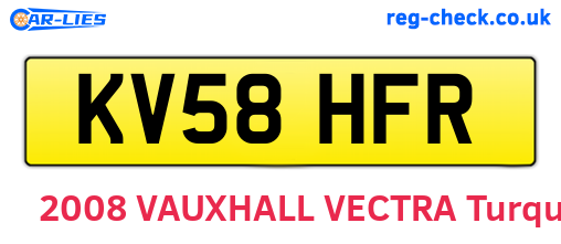 KV58HFR are the vehicle registration plates.