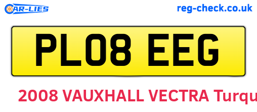 PL08EEG are the vehicle registration plates.
