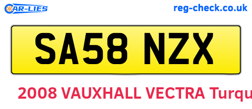 SA58NZX are the vehicle registration plates.