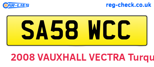 SA58WCC are the vehicle registration plates.