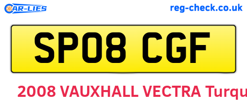 SP08CGF are the vehicle registration plates.