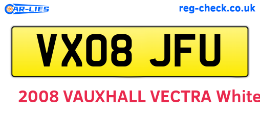 VX08JFU are the vehicle registration plates.