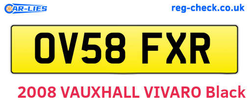 OV58FXR are the vehicle registration plates.