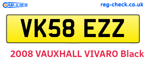 VK58EZZ are the vehicle registration plates.