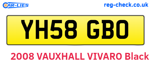 YH58GBO are the vehicle registration plates.
