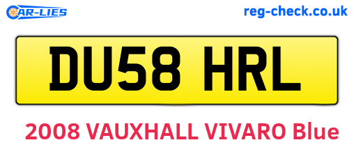 DU58HRL are the vehicle registration plates.