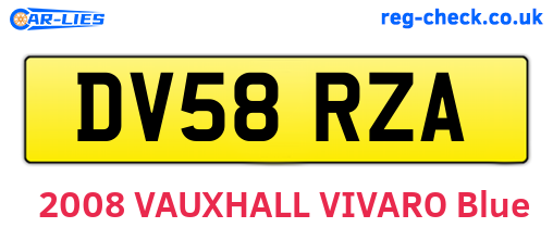 DV58RZA are the vehicle registration plates.