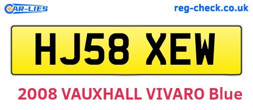 HJ58XEW are the vehicle registration plates.