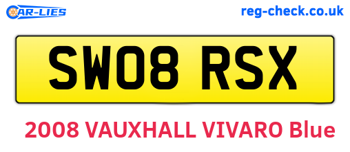 SW08RSX are the vehicle registration plates.