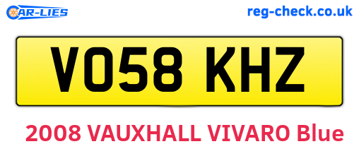 VO58KHZ are the vehicle registration plates.