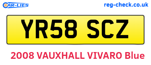 YR58SCZ are the vehicle registration plates.