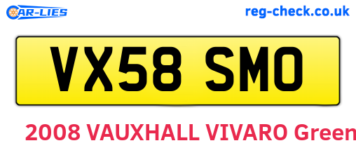 VX58SMO are the vehicle registration plates.