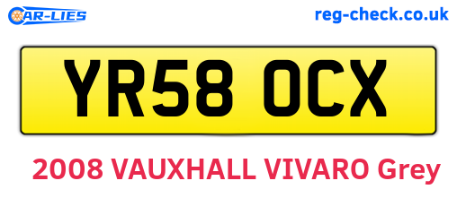 YR58OCX are the vehicle registration plates.