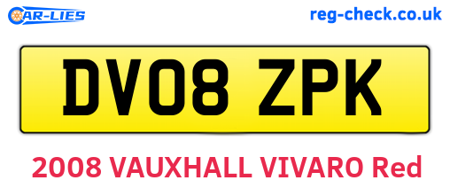 DV08ZPK are the vehicle registration plates.