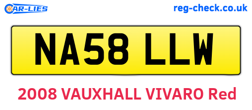 NA58LLW are the vehicle registration plates.