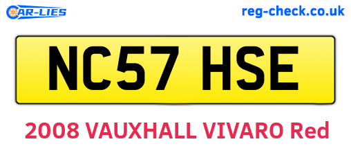 NC57HSE are the vehicle registration plates.