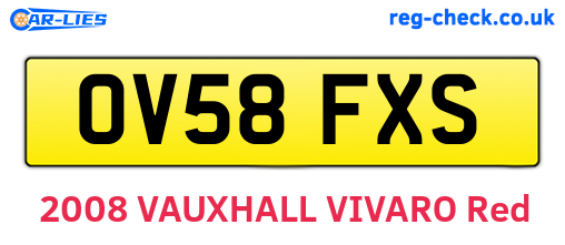 OV58FXS are the vehicle registration plates.