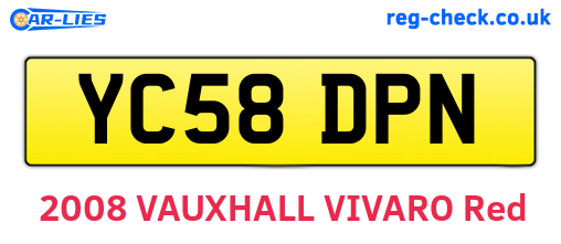 YC58DPN are the vehicle registration plates.