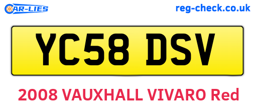 YC58DSV are the vehicle registration plates.